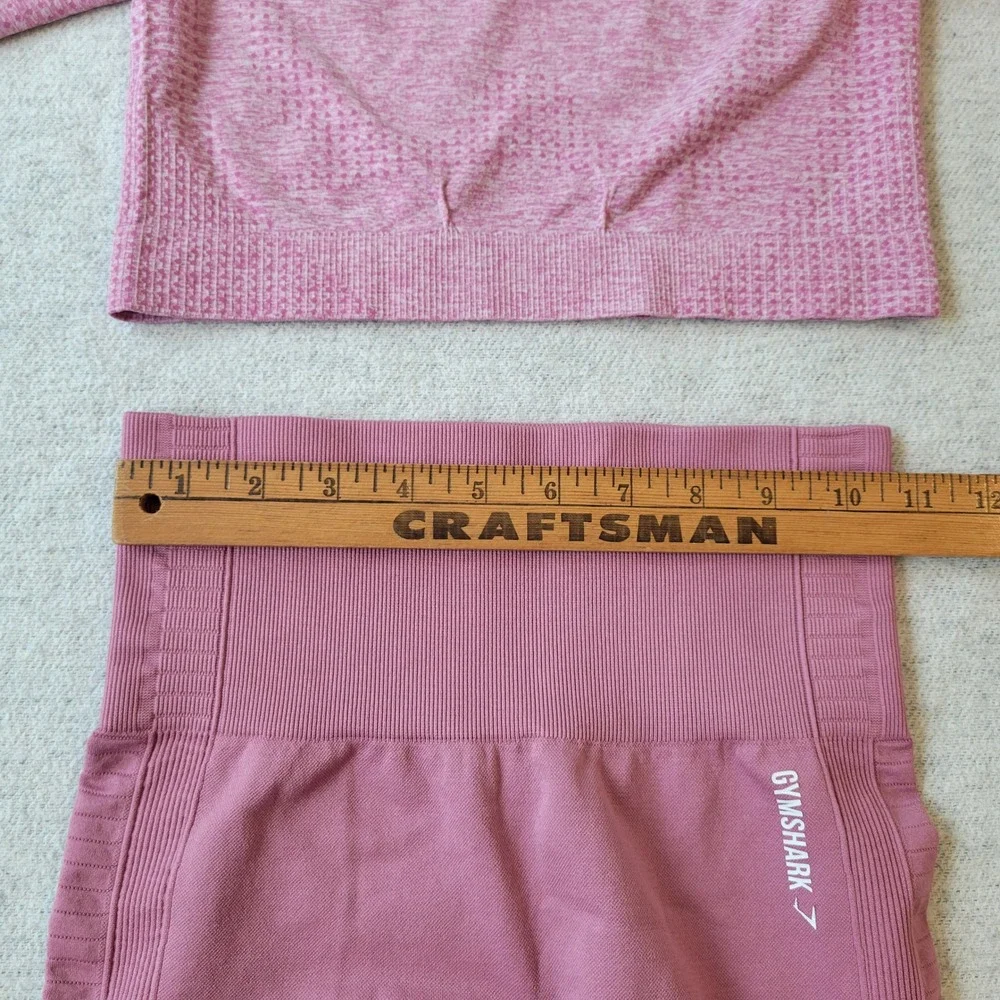 Gymshark Energy+ Seamless Set Pink Long Sleeve Crop Top Leggings Small